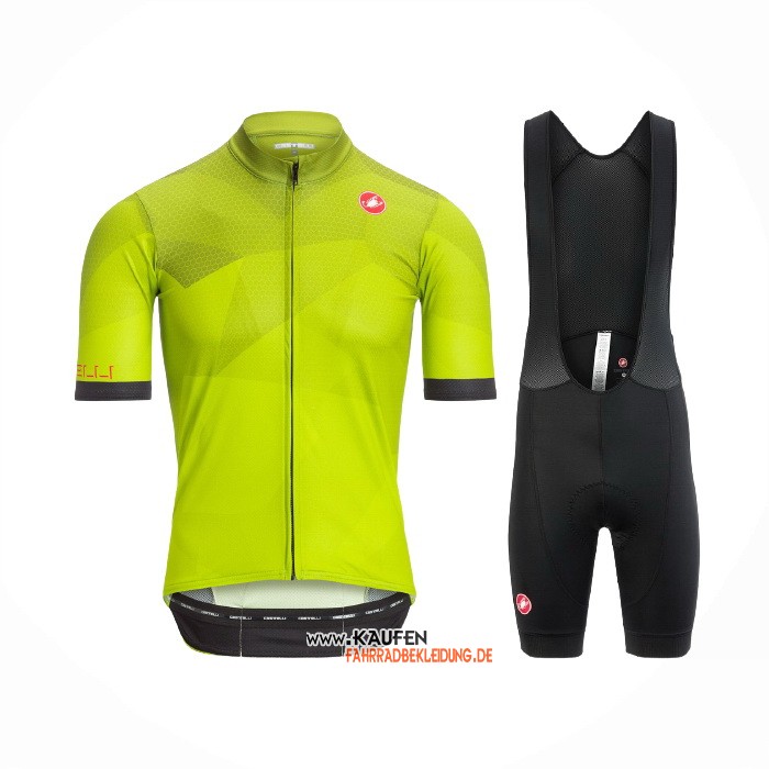 2021 Castelli Kurzarmtrikot und Kurze Tragerhose Hell Gelb