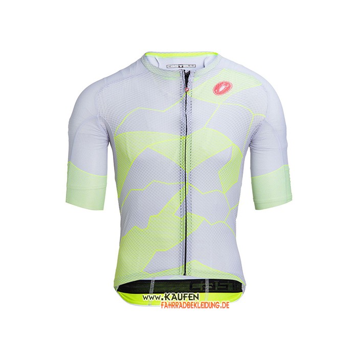 2021 Castelli Kurzarmtrikot und Kurze Tragerhose Licht Gelb Wei