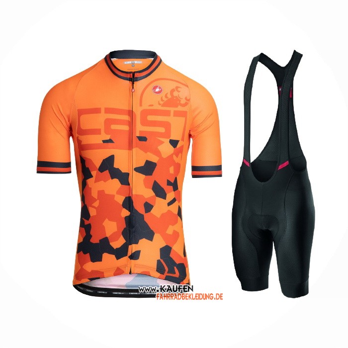 2021 Castelli Kurzarmtrikot und Kurze Tragerhose Orange