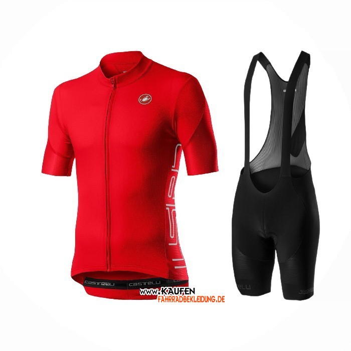 2021 Castelli Kurzarmtrikot und Kurze Tragerhose Rot