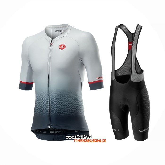 2021 Castelli Kurzarmtrikot und Kurze Tragerhose Shwarz Grau Wei