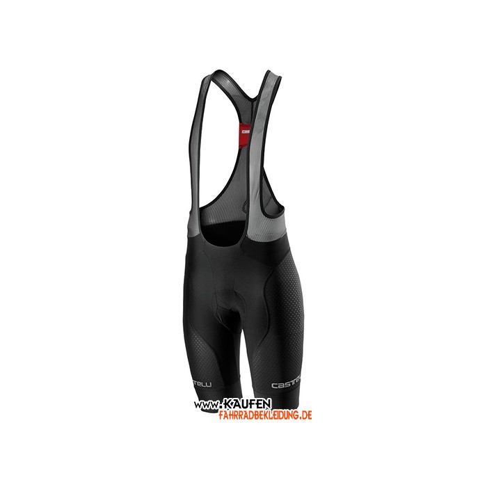 2021 Castelli Kurzarmtrikot und Kurze Tragerhose Shwarz Grau Wei