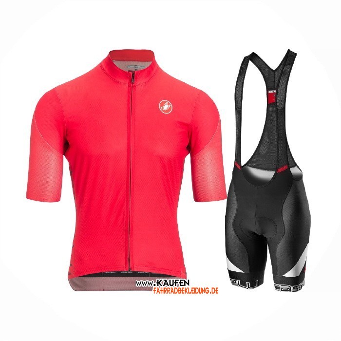 2021 Castelli Kurzarmtrikot und Kurze Tragerhose Tief Rosa