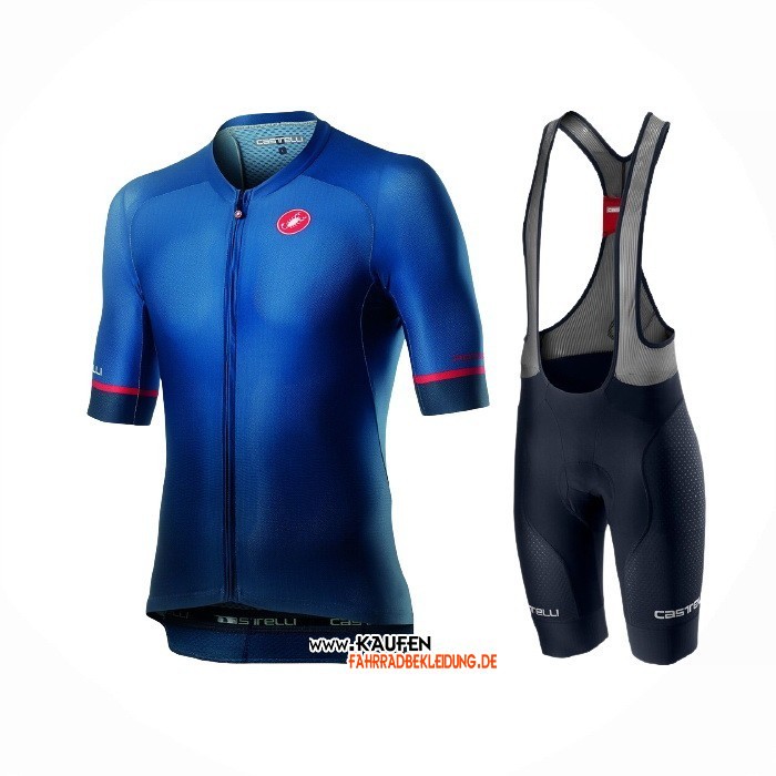 2021 Castelli Kurzarmtrikot und Kurze Tragerhose Tief Shwarz Blau