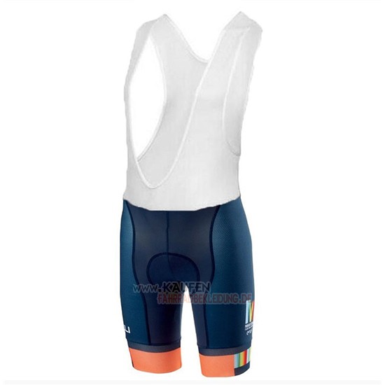 Castelli Maratona Dles Dolomites-Enel Kurzarmtrikot 2018 und Kurze Tragerhose Blau Orange