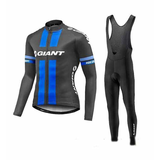 Giant Langarmtrikot 2017 und Lange Tragerhose blau und grau