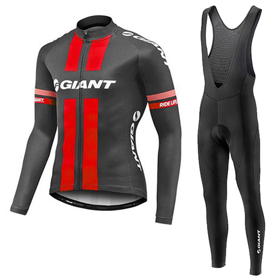 Giant Langarmtrikot 2017 und Lange Tragerhose rot und grau