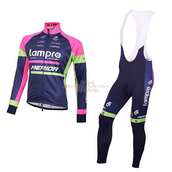 Lampre Langarmtrikot 2016 Und Lange Tragerhose blau Und rosa