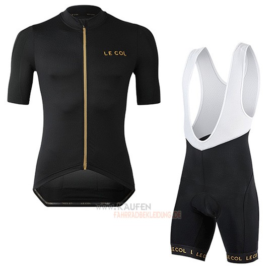 Lecol Kurzarmtrikot 2019 und Kurze Tragerhose Shwarz