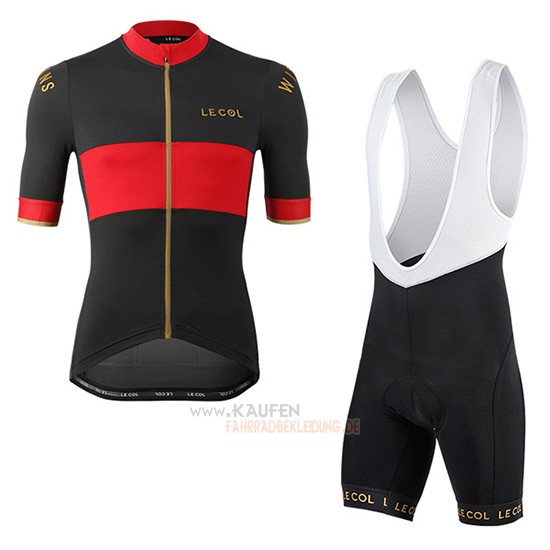 Lecol Kurzarmtrikot 2019 und Kurze Tragerhose Shwarz Rot