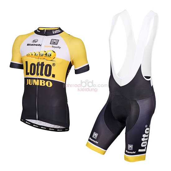 Lotto NL Jumbo Kurzarmtrikot 2015 Und Kurze Tragerhose gelb Und Shwarz