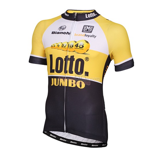 Lotto NL Jumbo Kurzarmtrikot 2015 Und Kurze Tragerhose gelb Und Shwarz 
