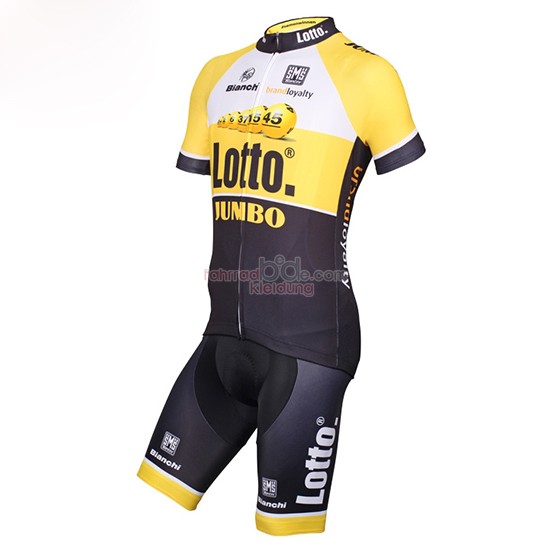 Lotto NL Jumbo Kurzarmtrikot 2015 Und Kurze Tragerhose gelb Und Shwarz 
