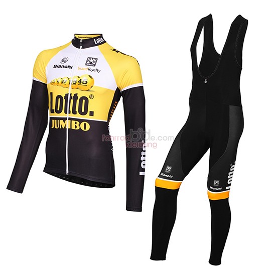 Lotto NL Jumbo Langarmtrikot 2015 Und Lange Tragerhose gelb Und Shwarz