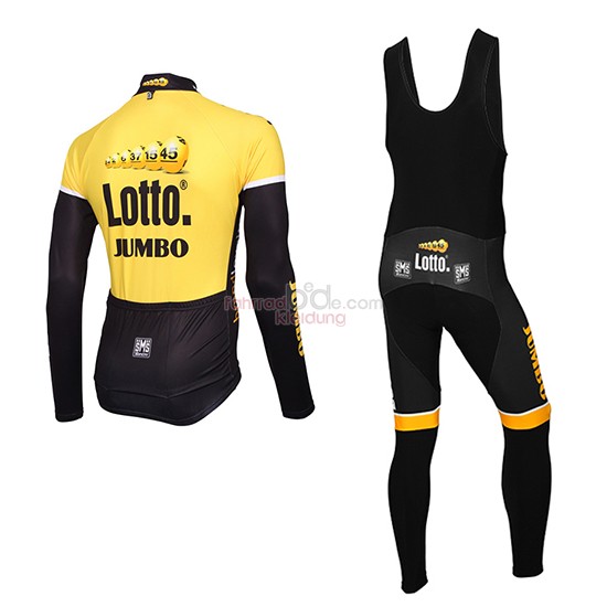 Lotto NL Jumbo Langarmtrikot 2015 Und Lange Tragerhose gelb Und Shwarz 