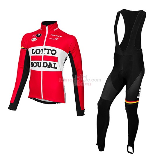 Lotto Soudal Langarmtrikot 2015 Und Lange Tragerhose rot Und Shwarz