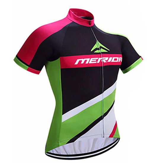 Merida Kurzarmtrikot 2017 und Kurze Tragerhose rot und grun