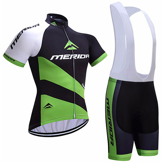 Merida Kurzarmtrikot 2017 und Kurze Tragerhose shwarz und grun