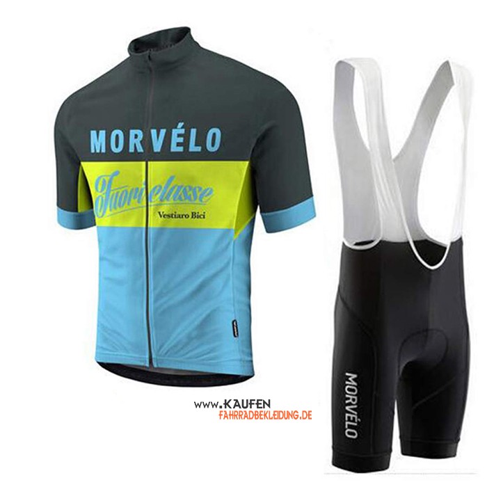 Morvelo Kurzarmtrikot 2020 und Kurze Tragerhose Shwarz Gelb Blau