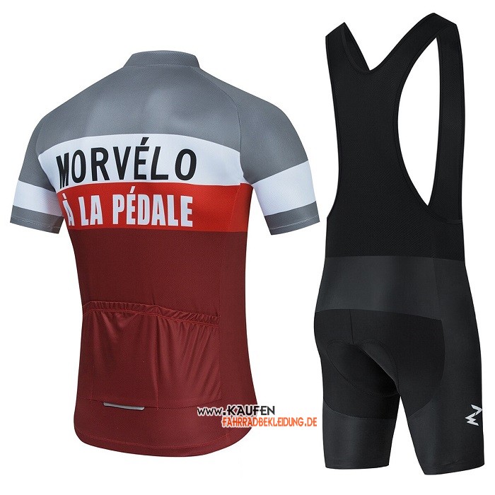 2021 Morvelo Kurzarmtrikot und Kurze Tragerhose Rot Wei Grau