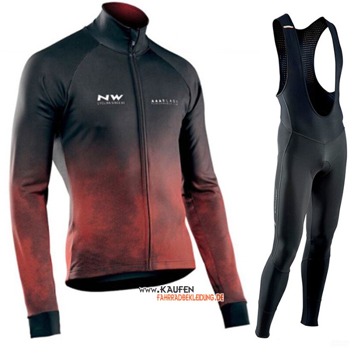 Northwave Langarmtrikot 2021 und Lange Tragerhose Shwarz Rot