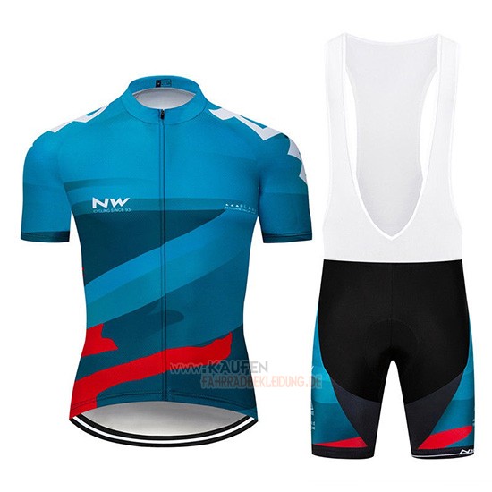 Northwave Kurzarmtrikot 2019 und Kurze Tragerhose Blau Rot