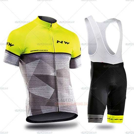 Northwave Kurzarmtrikot 2019 und Kurze Tragerhose Grau Gelb