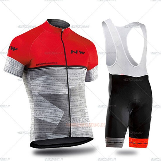 Northwave Kurzarmtrikot 2019 und Kurze Tragerhose Grau Rot