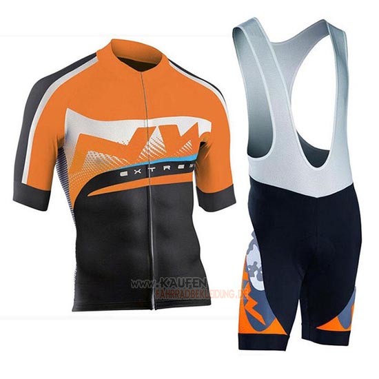 Northwave Kurzarmtrikot 2019 und Kurze Tragerhose Orange Silbrig Shwarz