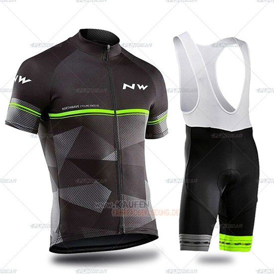 Northwave Kurzarmtrikot 2019 und Kurze Tragerhose Shwarz Grau Grun