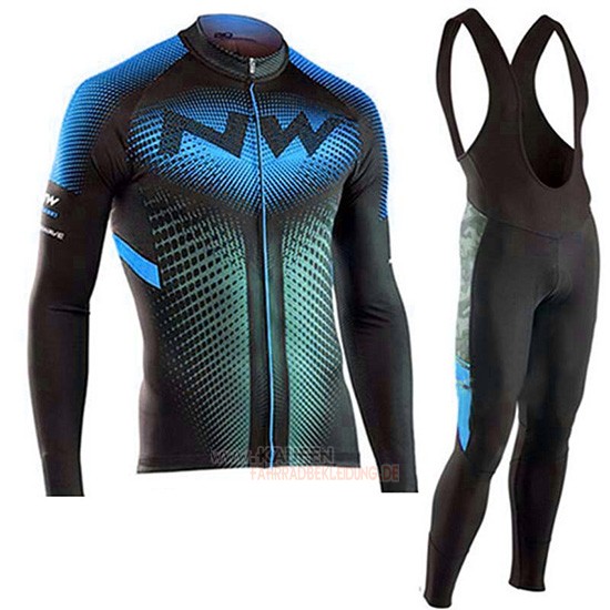 Northwave Langarmtrikot 2019 und Lange Tragerhose Shwarz Blau