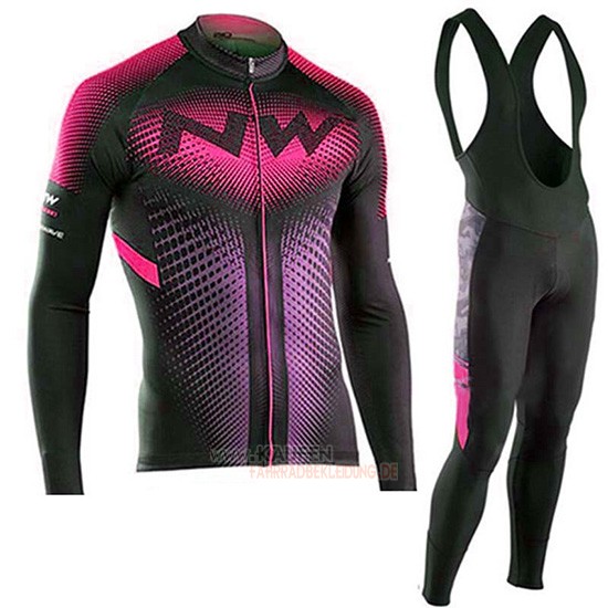 Northwave Langarmtrikot 2019 und Lange Tragerhose Shwarz Rosa