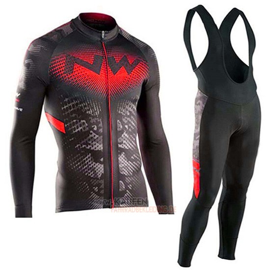 Northwave Langarmtrikot 2019 und Lange Tragerhose Shwarz Rot
