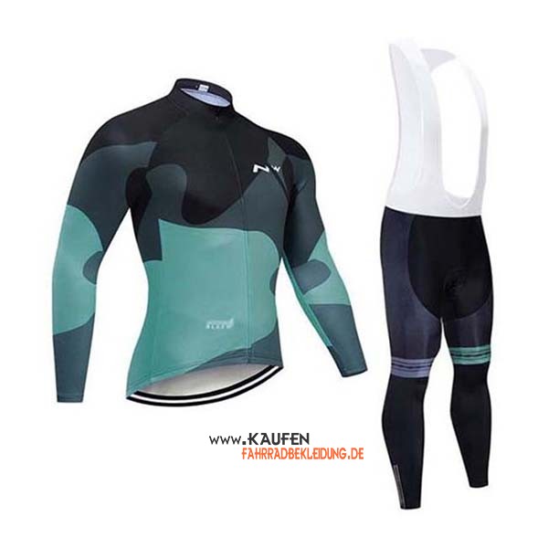 Northwave Langarmtrikot 2020 und Lange Tragerhose Shwarz Grau Grun