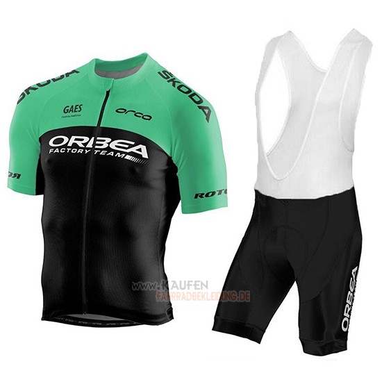 Orbea Factory Kurzarmtrikot 2018 und Kurze Tragerhose Shwarz Grun