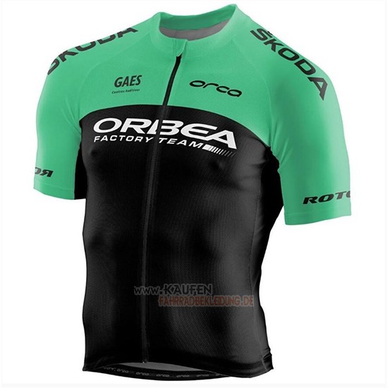 Orbea Factory Kurzarmtrikot 2018 und Kurze Tragerhose Shwarz Grun
