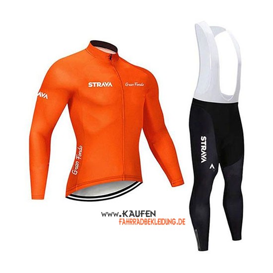 STRAVA Langarmtrikot 2020 und Lange Tragerhose Orange