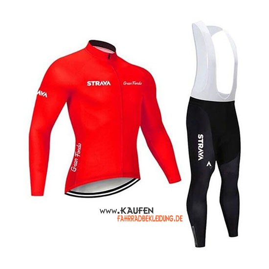 STRAVA Langarmtrikot 2020 und Lange Tragerhose Rot