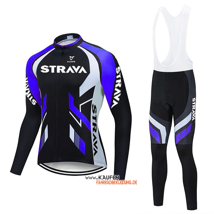 STRAVA Langarmtrikot 2021 und Lange Tragerhose Volett Shwarz