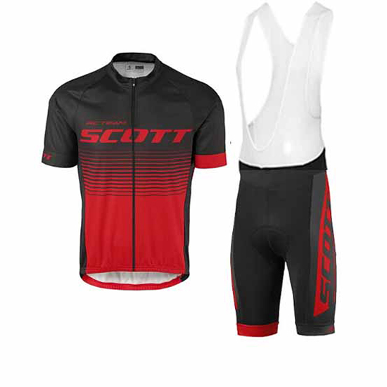 Scott Kurzarmtrikot 2017 und Kurze Tragerhose shwarz und rot