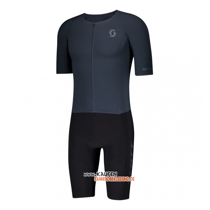 Scott Kurzarmtrikot 2021 und Kurze Tragerhose Dunkel Blau