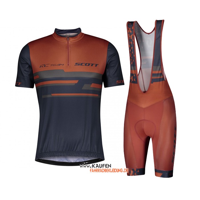 Scott Kurzarmtrikot 2021 und Kurze Tragerhose Dunkel Blau Orange