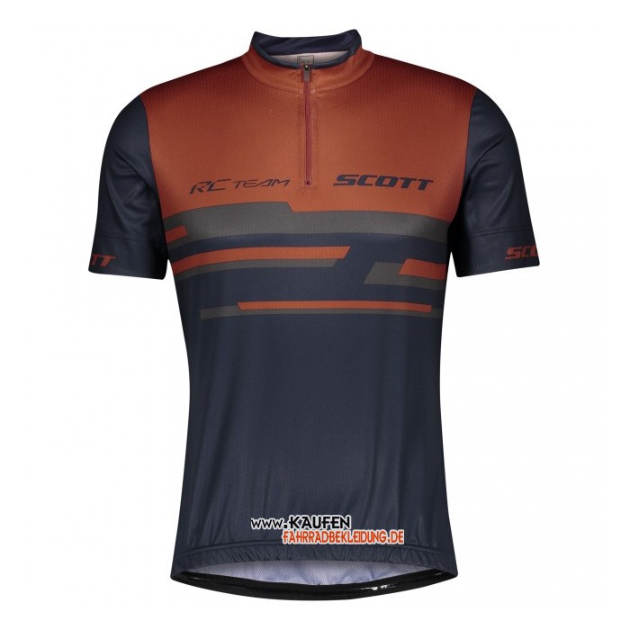 Scott Kurzarmtrikot 2021 und Kurze Tragerhose Dunkel Blau Orange