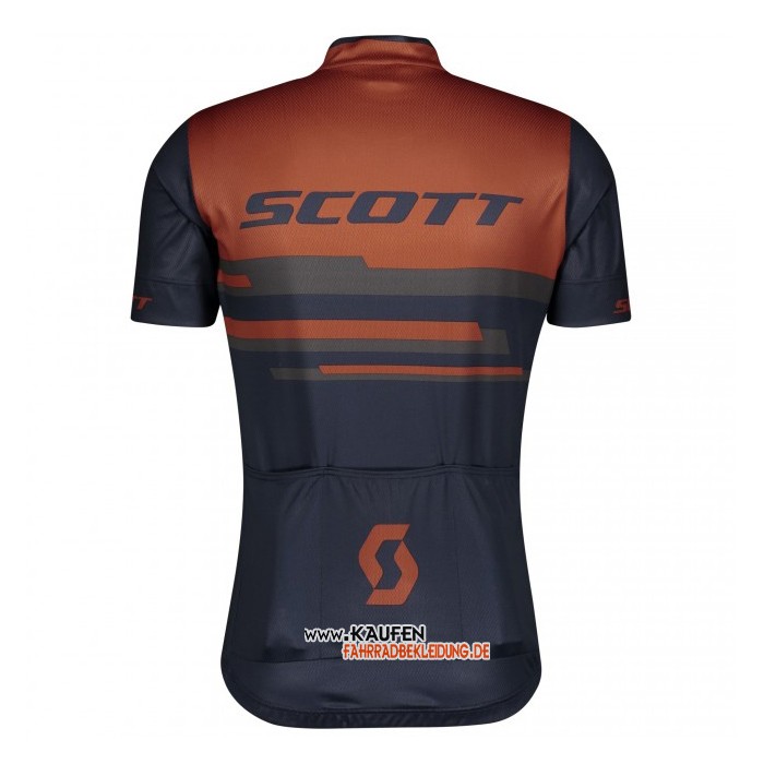 Scott Kurzarmtrikot 2021 und Kurze Tragerhose Dunkel Blau Orange
