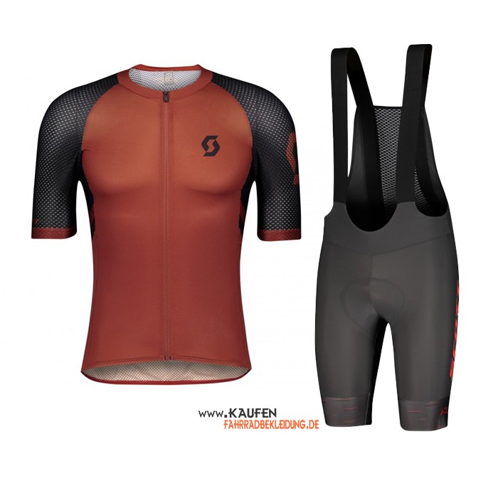 Scott Kurzarmtrikot 2021 und Kurze Tragerhose Dunkel Orange