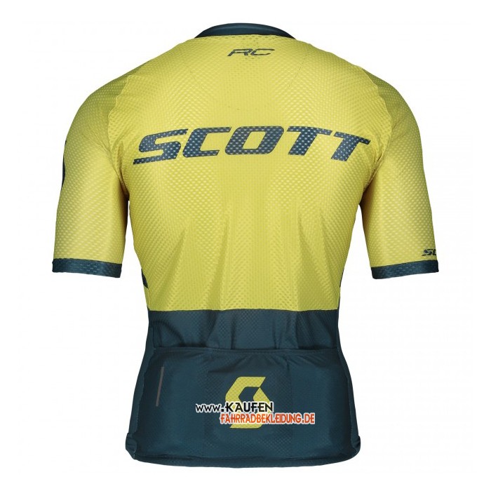 Scott Kurzarmtrikot 2021 und Kurze Tragerhose Gelb Dunkel Blau