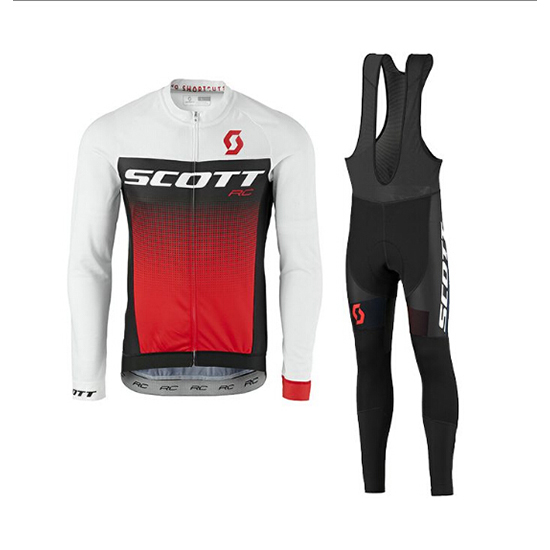 Scott Langarmtrikot 2017 und Lange Tragerhose Wei und rot