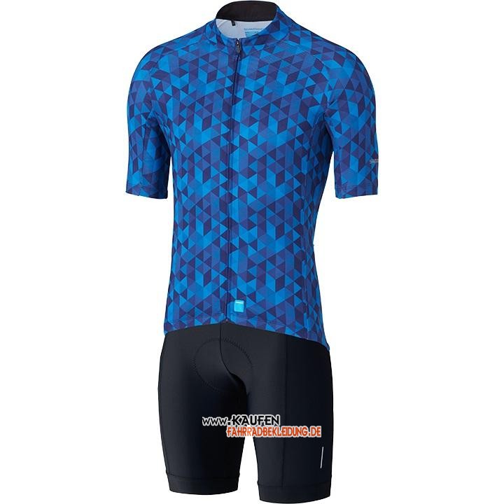 Shimano Kurzarmtrikot 2020 und Kurze Tragerhose Blau(1)