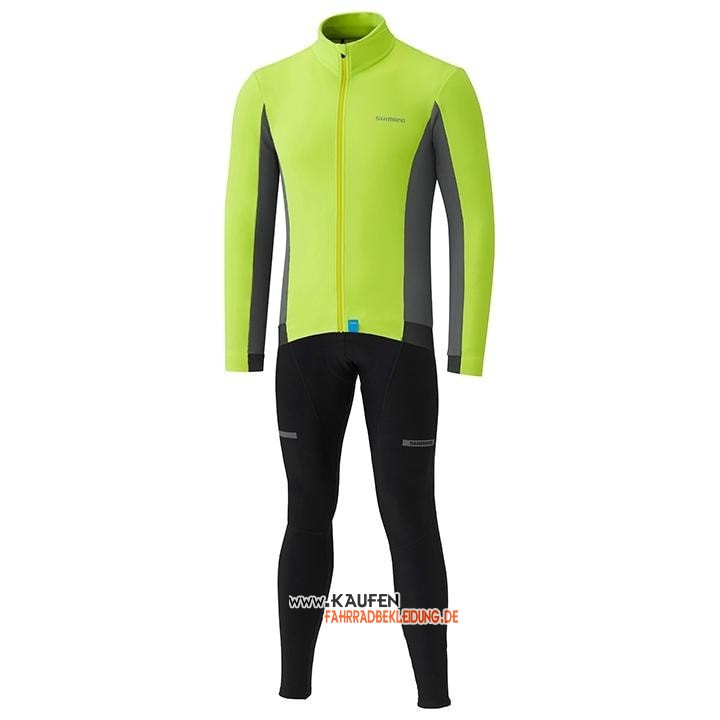 Shimano Langarmtrikot 2020 und Lange Tragerhose Gelb Grau