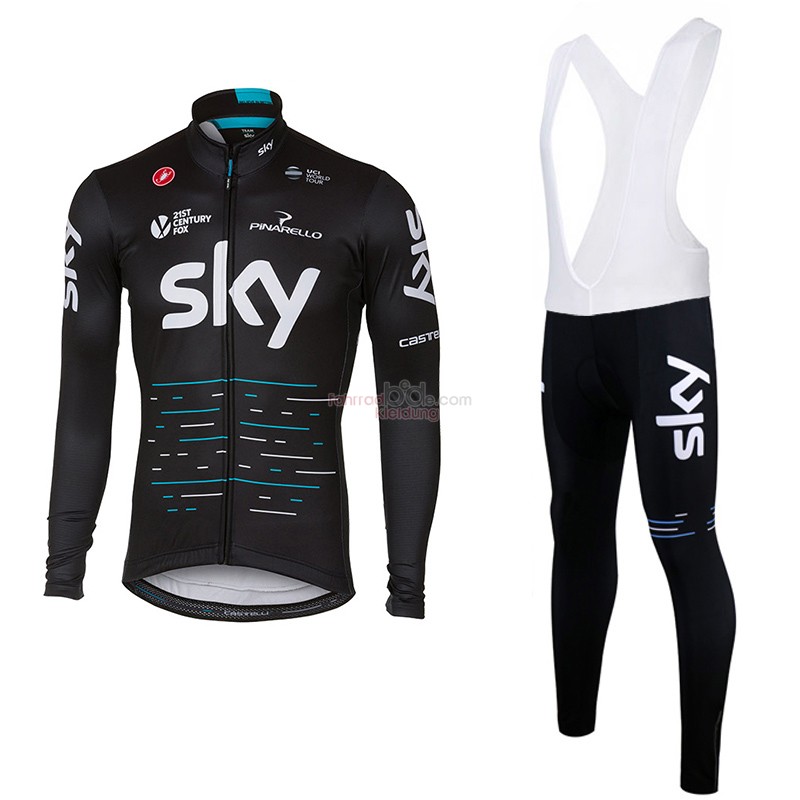 Sky Langarmtrikot 2017 Und Lange Tragerhose Shwarz Und blau